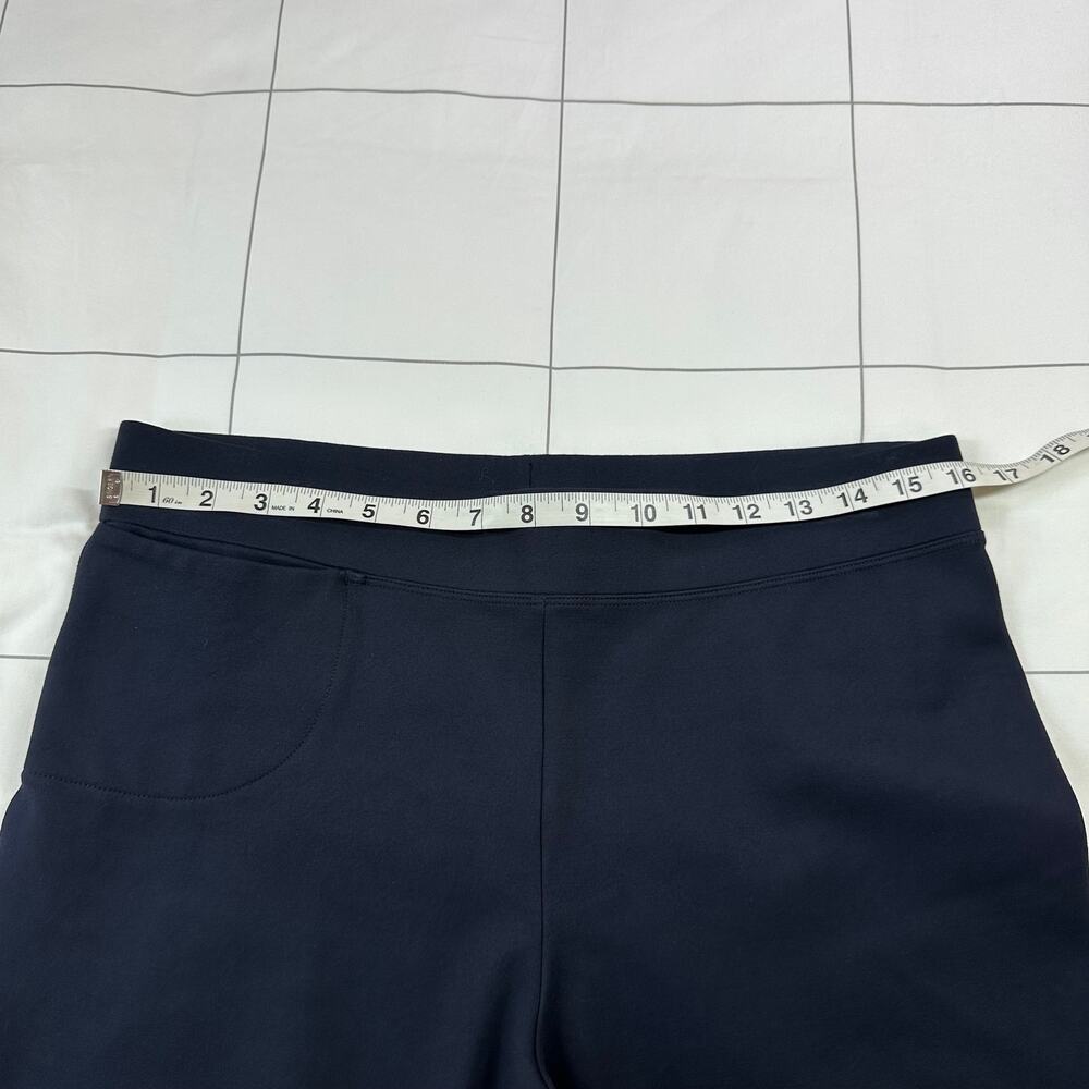 Quince Pants Womens Large Navy Blue Ultra Stretch Ponte Kick Flare Pull On Work - Picture 5 of 9